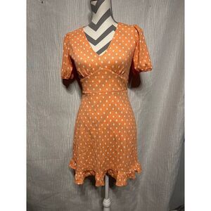 Miss Selfridge polka dot mini‎ dress in pale peach